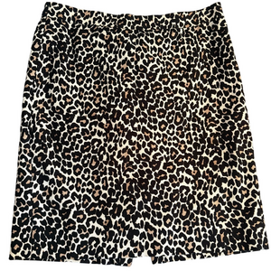 J. Crew The Pencil Skirt Size 8 Leopard Print Zip Back Slit